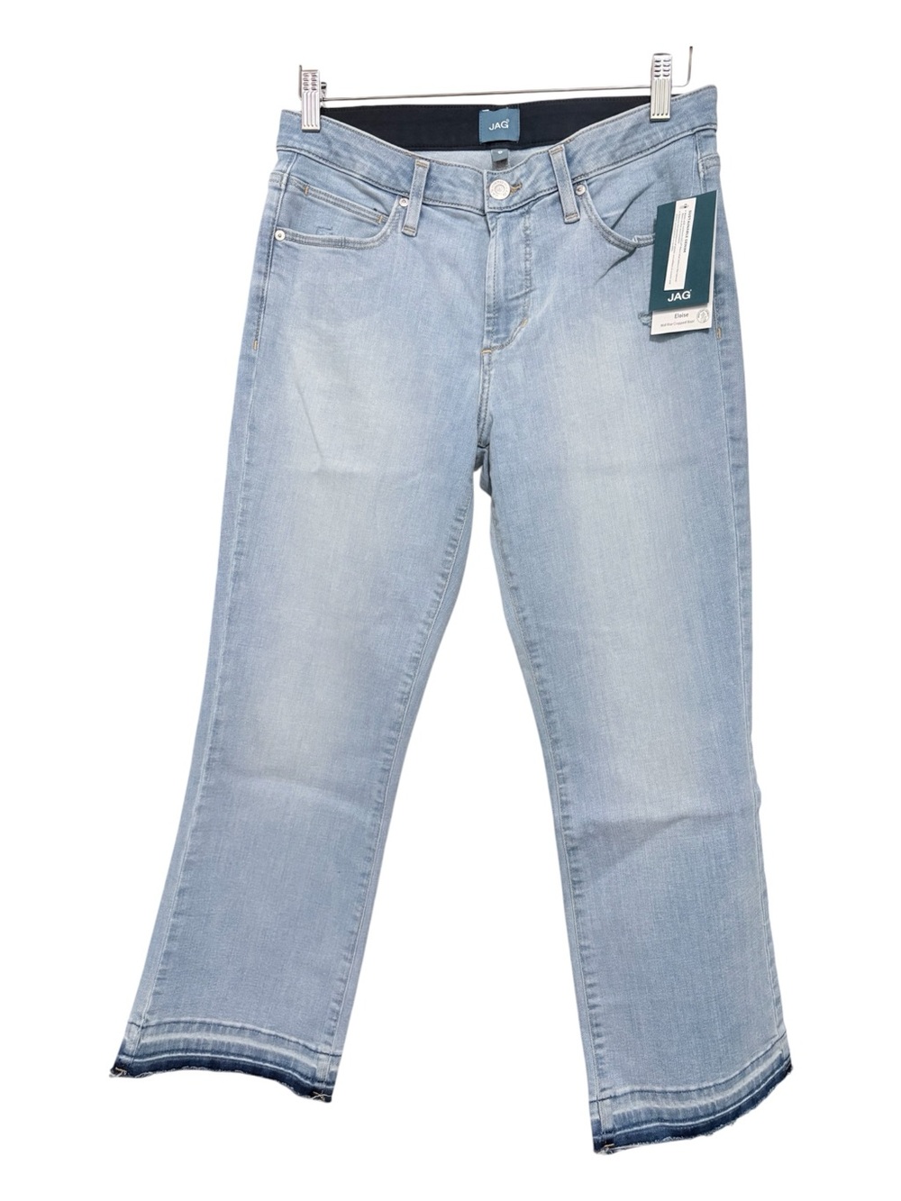NWT Jag Mid Rise Cropped Boot Women’s Light Blue Jean Undone Hem Sz 30 Inseam 26